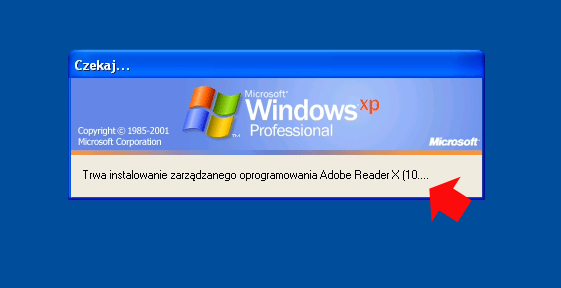 Rysunek 32. Automatyczna instalacja programu Adobe Reader.