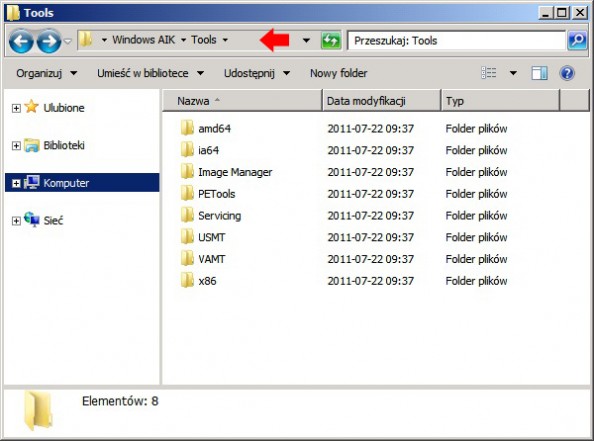Rysunek 8. Zawartość folderu Windows AIK.