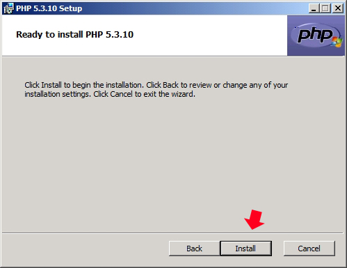 Rysunek 20. Rozpoczęcie procesu instalacji języka PHP.
