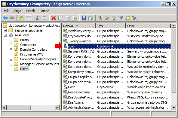 Rysunek 6. Tworzenie nowego użytkownika w Active Directory.
