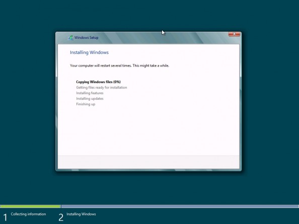 Rysunek 12. Rozpoczęty proces instalacji systemu Windows 8 Release Preview.