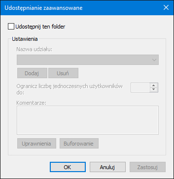 Zaawansowane udostępnianie plików w systemie Windows 10.