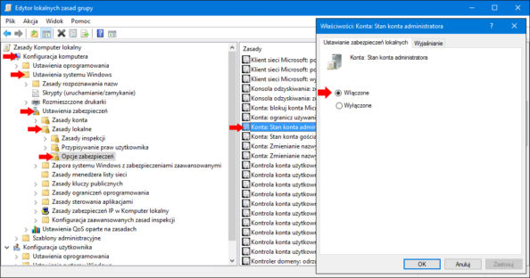 Aktywowanie konta Administratora w systemie Windows 10 za pomocą edytora GPO.