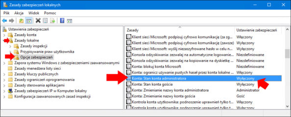 Aktywowanie konta Administratora w systemie Windows 10 za pomocą Zasad zabezpieczeń lokalnych.