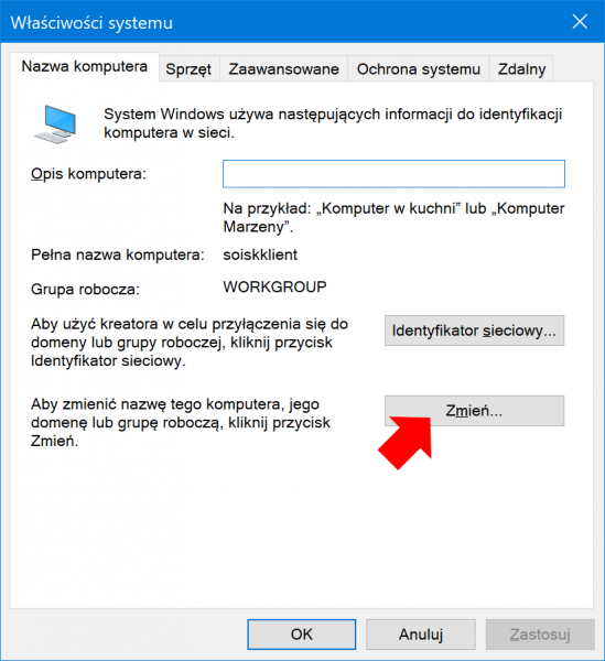 Dodanie systemu Windows 10 PRO do domeny.