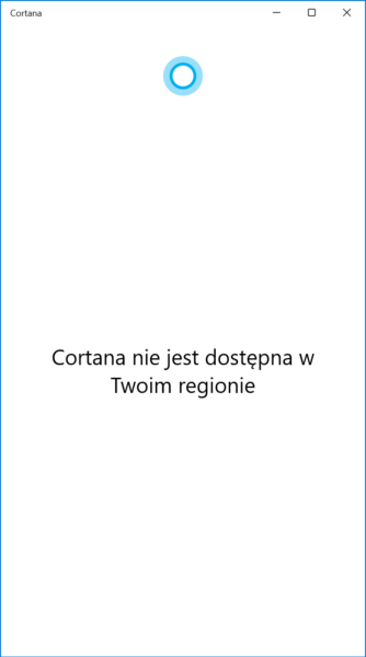 Cortana w polskiej wersji językowej.