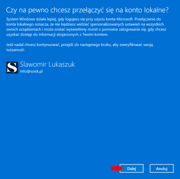Przełączanie się z konta Microsoft na konto lokalne w systemie Windows 11.